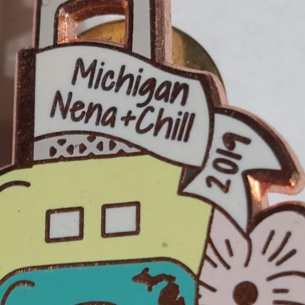 2019 Nena + Chill Michigan Mackinac Bridge Enamel Lapel Pin Mallett Nena & Co - Picture 6 of 7
